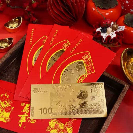 Gold-Plated 24K 9999 Lucky Red Envelope SET OF 5