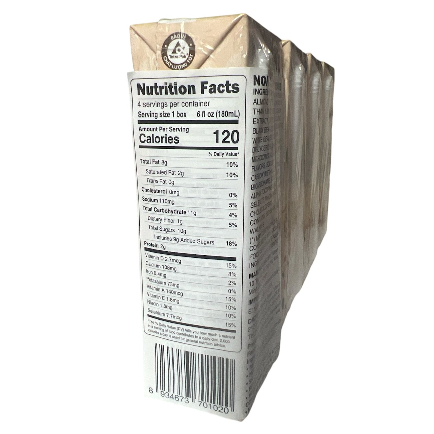 1 BOX Vinamilk 9 Nut Milk 180ml X24-pack LOW SUGAR