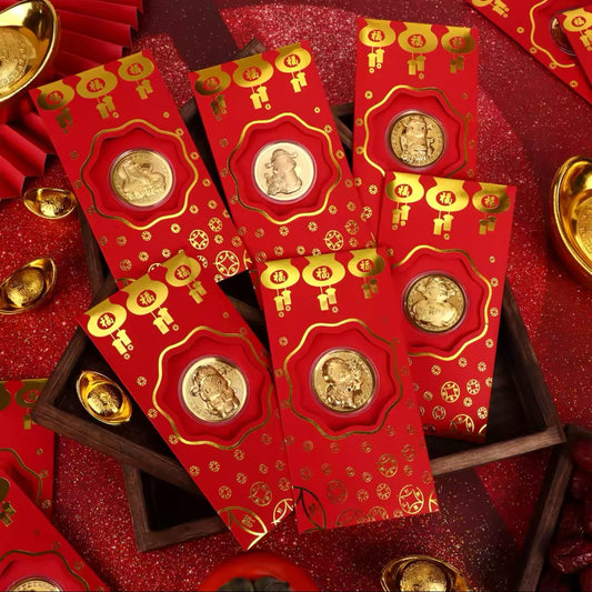 Gold-Plated 24K 9999 Lucky Red Envelope SET OF 10