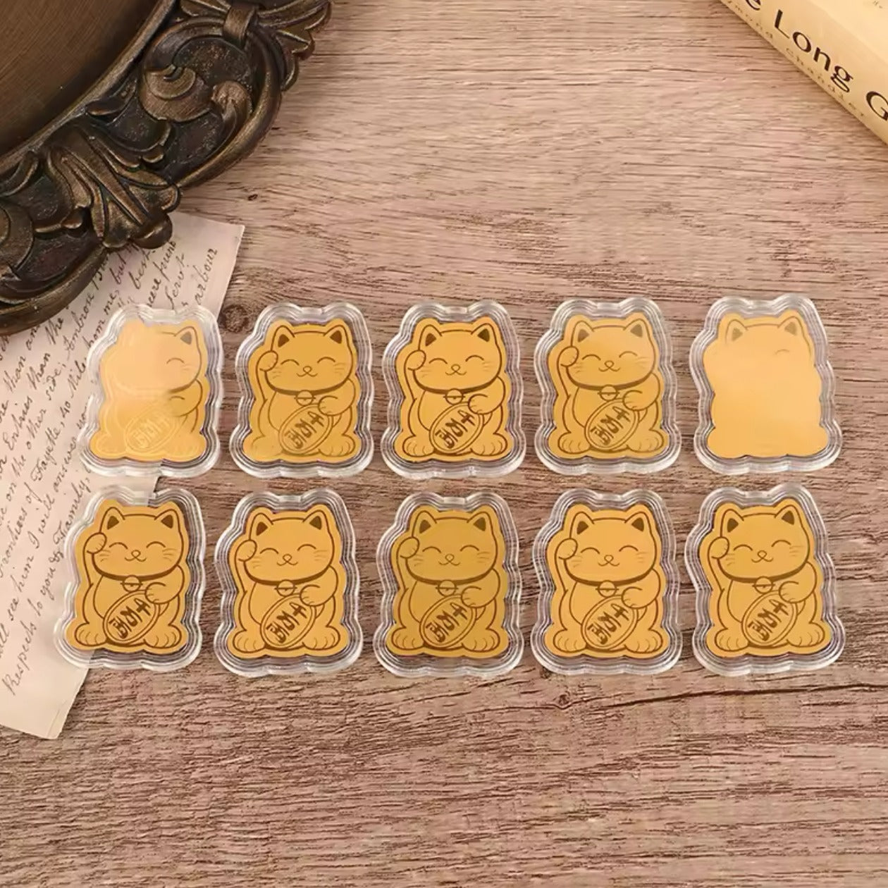 2025 Gold FOIL LUCKY Cat 24K 9999 SET OF 5