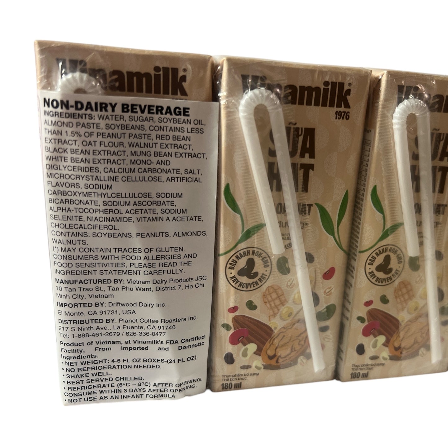 1 BOX Vinamilk 9 Nut Milk 180ml X24-pack LOW SUGAR