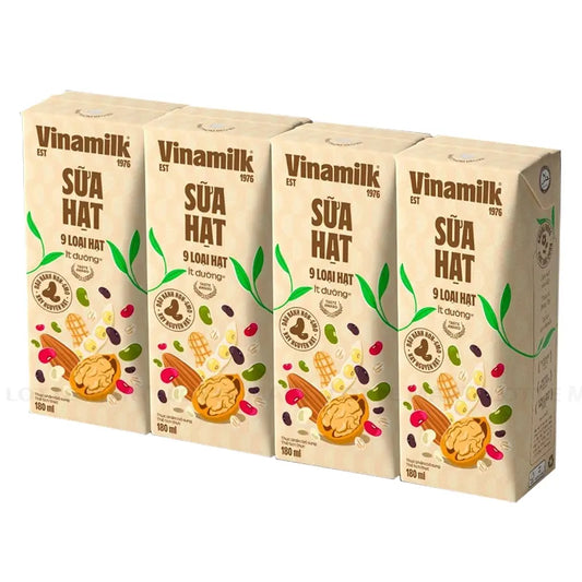 1 BOX Vinamilk 9 Nut Milk 180ml X24-pack LOW SUGAR