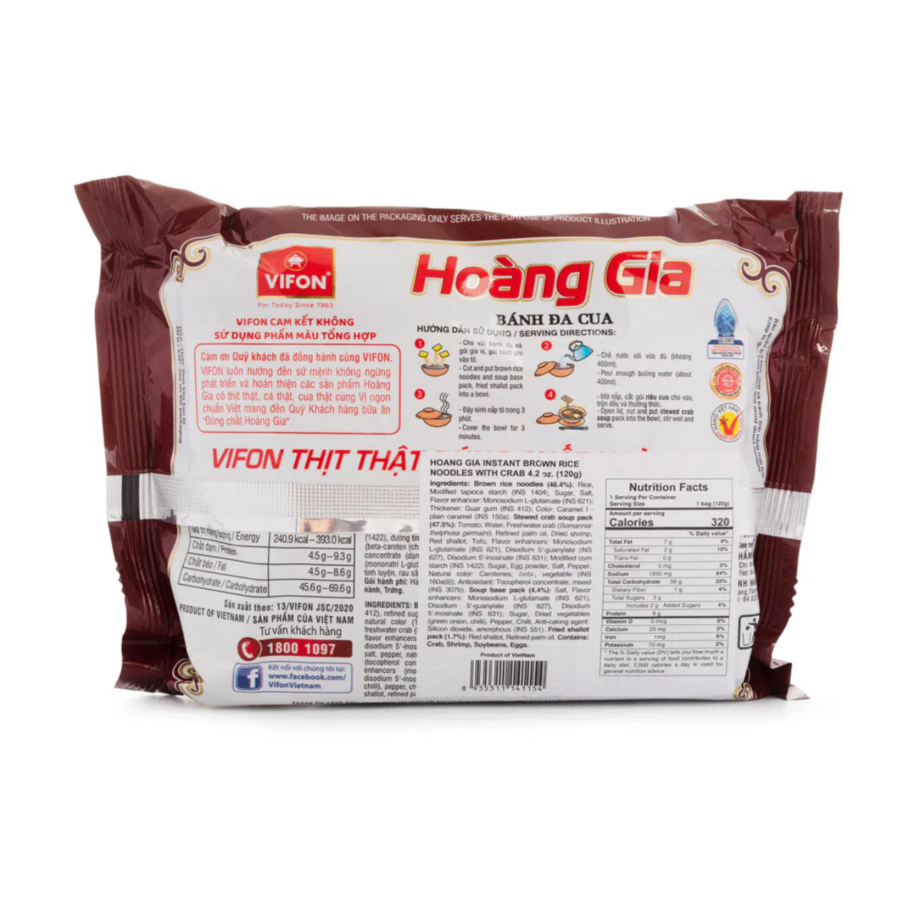 HOANG GIA - BANH DA CUA - Vifon Hoang Gia Instant Brown Noodle with Crab 120GR